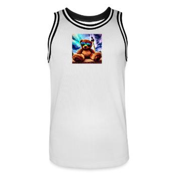 Teddy in Berlin II - Männer Basketball-Trikot - Weiß/Schwarz - Vorne - AI Model Male 185 dark (185cm)
