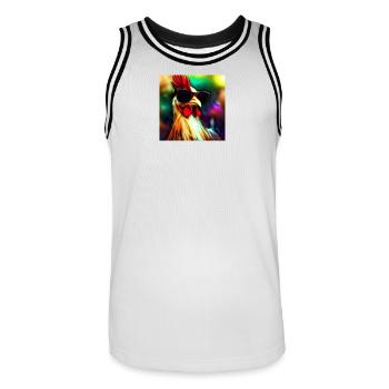 Fancy Chicken III - Männer Basketball-Trikot - Weiß/Schwarz - Vorne - AI Model Male 185 dark (185cm)