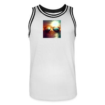 Skyline - Männer Basketball-Trikot - Weiß/Schwarz - Vorne - AI Model Male 185 dark (185cm)