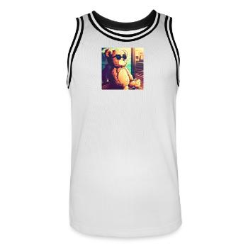 Teddy on Bus - Männer Basketball-Trikot - Weiß/Schwarz - Vorne - AI Model Male 185 dark (185cm)