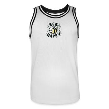 Bee Happy - Männer Basketball-Trikot - Weiß/Schwarz - Vorne - AI Model Male 185 dark (185cm)