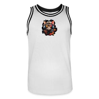 The Gamer Cat - Männer Basketball-Trikot - Weiß/Schwarz - Vorne - AI Model Male 185 dark (185cm)