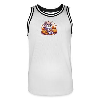 Hedgehog drinks Halloween - Men's Basketball Jersey - white/black - Front - AI Model Male 185 dark (185cm)