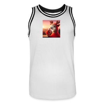 Reindeer alpaca with red wine before sunset - Men's Basketball Jersey - white/black - Front - AI Model Male 185 dark (185cm)