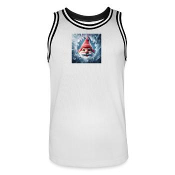 Gnome regardant à travers la glace - Maillot de basket Homme - blanc/noir - Devant - AI Model Male 185 dark (185cm)