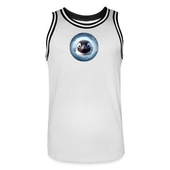 Penguin looking through snow hole - Men's Basketball Jersey - white/black - Front - AI Model Male 185 dark (185cm)