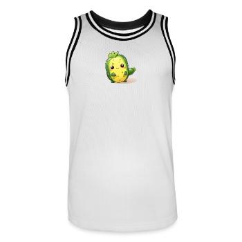 Cactus Kawaii dansant Concombre Mâle - Maillot de basket Homme - blanc/noir - Devant - AI Model Male 185 dark (185cm)
