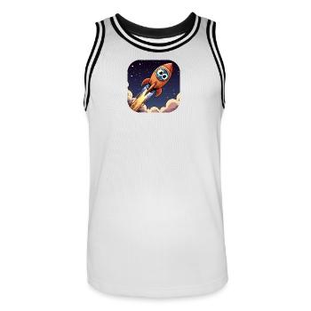 Comic Rakete mit Augen - Männer Basketball-Trikot - Weiß/Schwarz - Vorne - AI Model Male 185 dark (185cm)