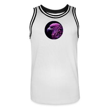 Adler Kopf lila und rosa, schwarzer Hintergrund - Männer Basketball-Trikot - Weiß/Schwarz - Vorne - AI Model Male 185 dark (185cm)