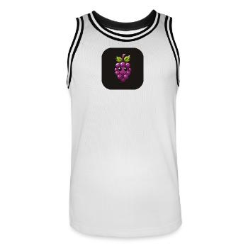 Purple grape with face - Men's Basketball Jersey - white/black - Front - AI Model Male 185 dark (185cm)