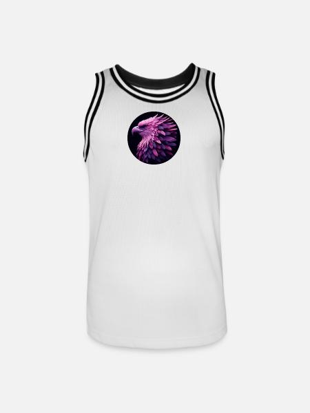 Aigle avec des plumes violettes et roses, photoréaliste - Maillot de basket Homme - blanc/noir
