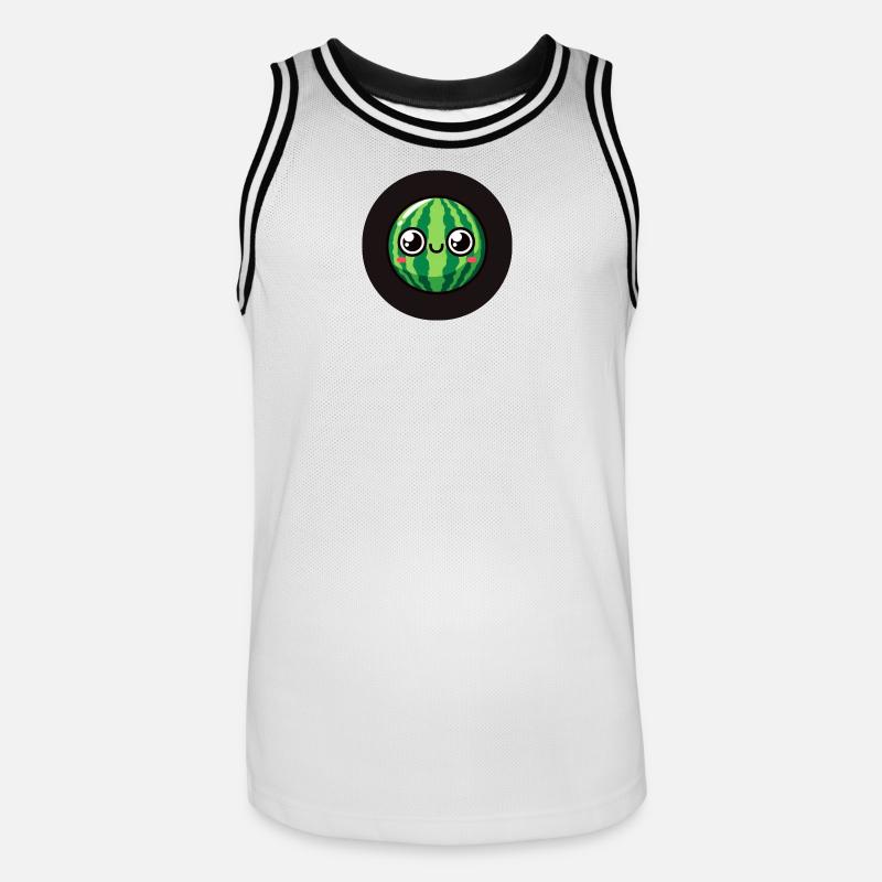 Pastèque sucrée avec des yeux - Maillot de basket Homme - blanc/noir