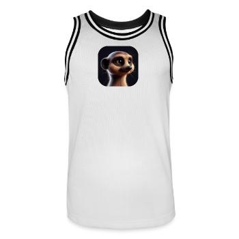 Meerkat in animation style - Men's Basketball Jersey - white/black - Front - AI Model Male 185 dark (185cm)