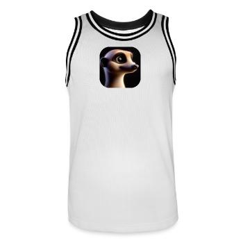 Suricate mignon dans le style d’animation - Maillot de basket Homme - blanc/noir - Devant - AI Model Male 185 dark (185cm)