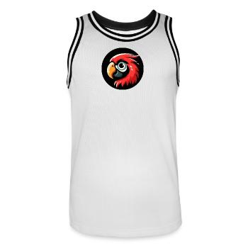 Tête de perroquet dans le style comique - Maillot de basket Homme - blanc/noir - Devant - AI Model Male 185 dark (185cm)