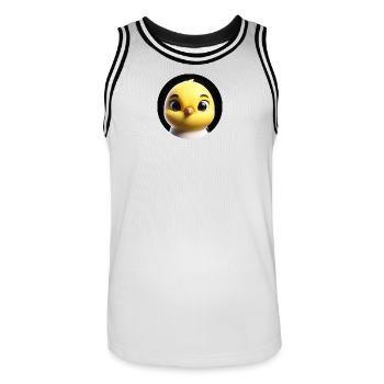 Chicks in animation style - Men's Basketball Jersey - white/black - Front - AI Model Male 185 dark (185cm)