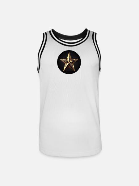 Gold star in polygon design - Men's Basketball Jersey - white/black