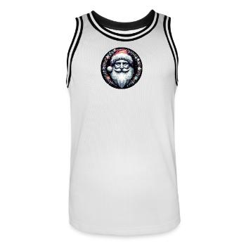 Santa Claus Head in Wreath Bright - Men's Basketball Jersey - white/black - Front - AI Model Male 185 dark (185cm)