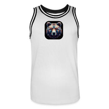 Bär Kopf Polygon bunt farbig - Männer Basketball-Trikot - Weiß/Schwarz - Vorne - AI Model Male 185 dark (185cm)
