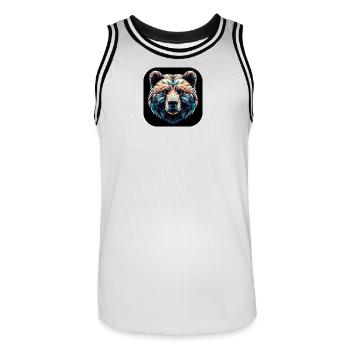 Colorful Bear in Polygon Design - Men's Basketball Jersey - white/black - Front - AI Model Male 185 dark (185cm)