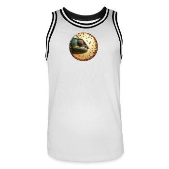Chameleon with Bees Animation - Men's Basketball Jersey - white/black - Front - AI Model Male 185 dark (185cm)