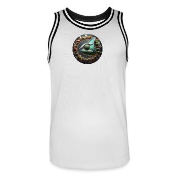 Le caméléon et les insectes - Maillot de basket Homme - blanc/noir - Devant - AI Model Male 185 dark (185cm)