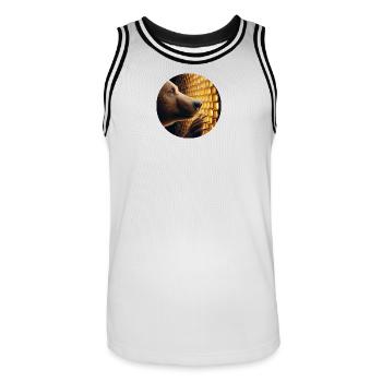 Ours brun regardant à travers un nid d’abeille - Maillot de basket Homme - blanc/noir - Devant - AI Model Male 185 dark (185cm)