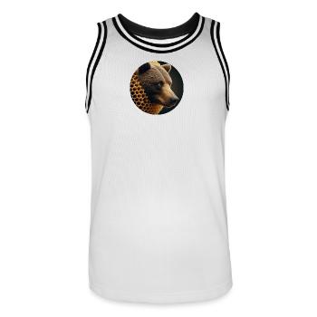Brown Bear in Bee Honeycomb - Men's Basketball Jersey - white/black - Front - AI Model Male 185 dark (185cm)