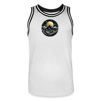 Landscape, Mountains, Moon, Stars, Night - Men's Basketball Jersey - white/black - Front - AI Model Male 185 dark (185cm)