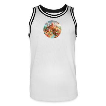 Candy World Landschaft bunt Animation - Männer Basketball-Trikot - Weiß/Schwarz - Vorne - AI Model Male 185 dark (185cm)