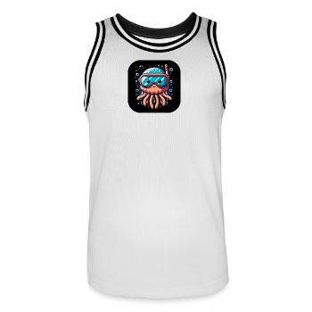 Octopus Kraken Goggles Water - Men's Basketball Jersey - white/black - Front - AI Model Male 185 dark (185cm)