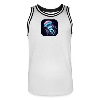 Méduse de dessin animé - Maillot de basket Homme - blanc/noir - Devant - AI Model Male 185 dark (185cm)
