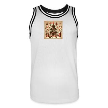 Weihnachts Design 1 - Männer Basketball-Trikot - Weiß/Schwarz - Vorne - AI Model Male 185 dark (185cm)