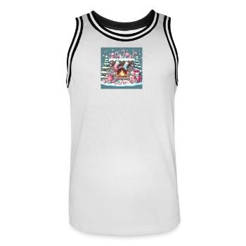 Weihnachts Design 5 - Männer Basketball-Trikot - Weiß/Schwarz - Vorne - AI Model Male 185 dark (185cm)