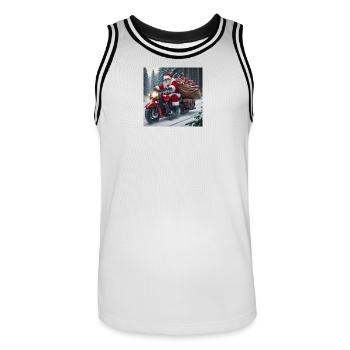 Weihnachts Design 3 - Männer Basketball-Trikot - Weiß/Schwarz - Vorne - AI Model Male 185 dark (185cm)