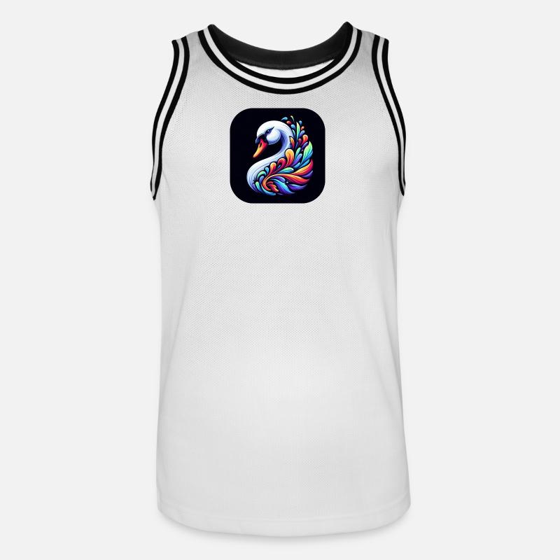 Schwan Tier Vogel Bunt Comic - Männer Basketball-Trikot - Weiß/Schwarz