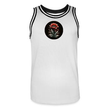 Mohnblume Blume Rot Natur - Männer Basketball-Trikot - Weiß/Schwarz - Vorne - AI Model Male 185 dark (185cm)