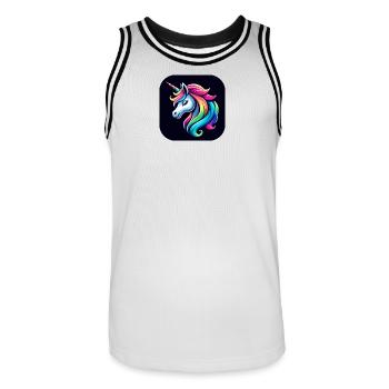 Unicorn Multicolored Mane Horn - Men's Basketball Jersey - white/black - Front - AI Model Male 185 dark (185cm)