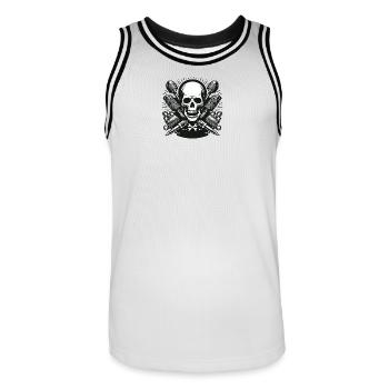 Biker Skull Design 3 - Männer Basketball-Trikot - Weiß/Schwarz - Vorne - AI Model Male 185 dark (185cm)