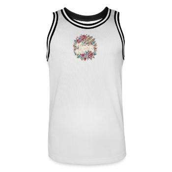 Love - Men's Basketball Jersey - white/black - Front - AI Model Male 185 dark (185cm)