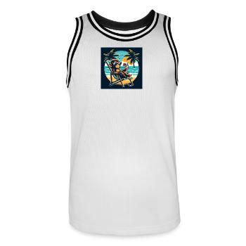 Beach Monkey - Men's Basketball Jersey - white/black - Front - AI Model Male 185 dark (185cm)