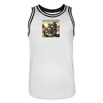 Singe cool sur un hélicoptère - Maillot de basket Homme - blanc/noir - Devant - AI Model Male 185 dark (185cm)