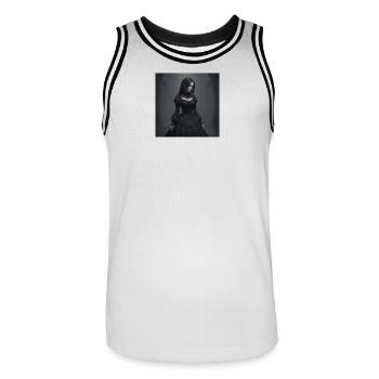 Gothic Viktorianisches Schwarzkleid - Männer Basketball-Trikot - Weiß/Schwarz - Vorne - AI Model Male 185 dark (185cm)