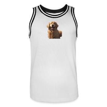 Golden Retriever Smile Tee Art - Männer Basketball-Trikot - Weiß/Schwarz - Vorne - AI Model Male 185 dark (185cm)
