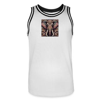 Éléphant décoré - Maillot de basket Homme - blanc/noir - Devant - AI Model Male 185 dark (185cm)