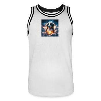 Bouvier bernois - Maillot de basket Homme - blanc/noir - Devant - AI Model Male 185 dark (185cm)