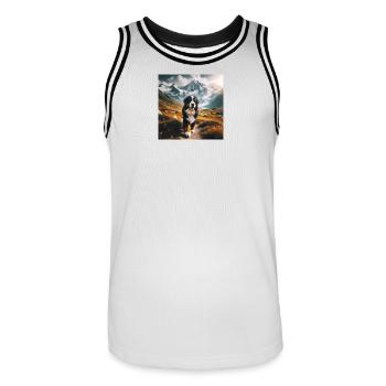 Bouvier bernois - Maillot de basket Homme - blanc/noir - Devant - AI Model Male 185 dark (185cm)
