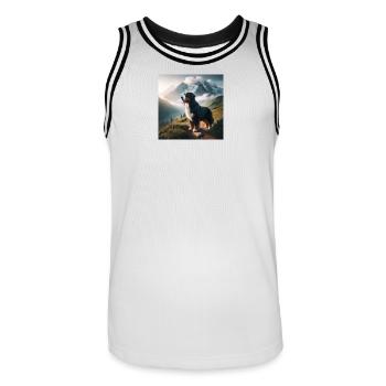 Bouvier bernois - Maillot de basket Homme - blanc/noir - Devant - AI Model Male 185 dark (185cm)