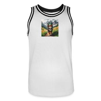 Bernese mountain dog - Men's Basketball Jersey - white/black - Front - AI Model Male 185 dark (185cm)