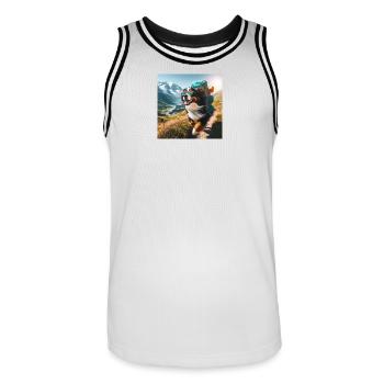 Bouvier bernois - Maillot de basket Homme - blanc/noir - Devant - AI Model Male 185 dark (185cm)